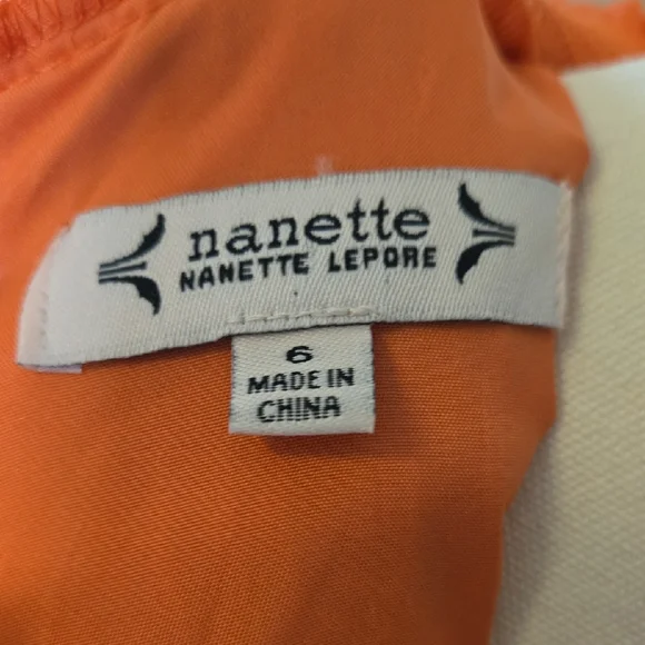 Nanette Lepore Orange Red Accordion Pleated Dress Colorblock Summer Wedding - Picture 7 of 7